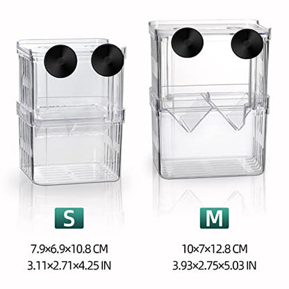 Aquarium Hatchery Incubator Breeding Box, Fish Tank Acrylic Isolation | Safe Hatchery & Isolation Space,High-Clarity Acrylic Construction,Ideal for Small Baby Fishes Shrimp Clownfish Guppy - size: M - 3.93*2.75*5.03 IN