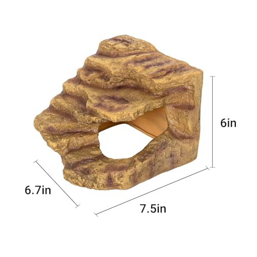 Resin Reptile Hideout Cave Reptile Habitat Tank Decor Terrarium Accessories for Bearded Dragon Leopard Gecko Lizards Turtle - size: Small