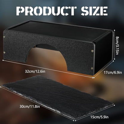 Weysat Large Bearded Dragon Basking Platform 12.6x7x4 Inch Reptiles Habitat Cave Hideout with Heat Storage Slate Stone Gecko Basking Rock Climbing Accessories for Snakes Leopard Crested Lizard Turtle