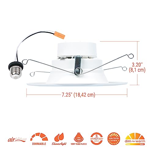HALO RL 5/6 inch LED recessed Can Light Trim, 5CCT, dimmable, 900/1200 lm | recessed baffle retrofit can light trim, low glare, wet-rated for showers and outdoor use, Dims to 5% + dim to warm - size: 5/6 inch, style: 900/1200 Selectable Lumens