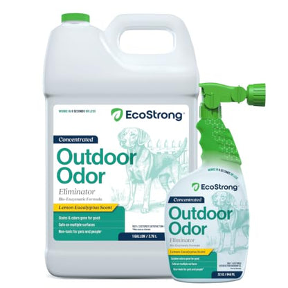 Eco Strong Outdoor Odor Eliminator Outside Dog Urine Enzyme Cleaner Powerful Pet, Cat, Animal Scent Deodorizer | Professional Strength for Yard, Turf, Kennels, Patios, Decks (160 oz Bundle w Sprayer) - style: 160 oz Bundle w Sprayer