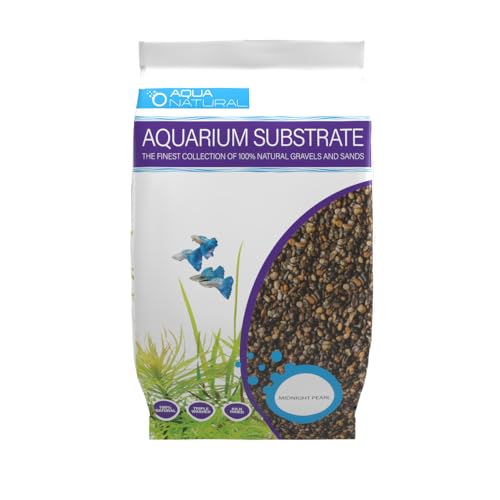Aqua Natural Aquarium Substrate, Midnight Pearl Gravel, 20lb | For Aquascaping, For Aquariums, For Vivariums and Terrariums