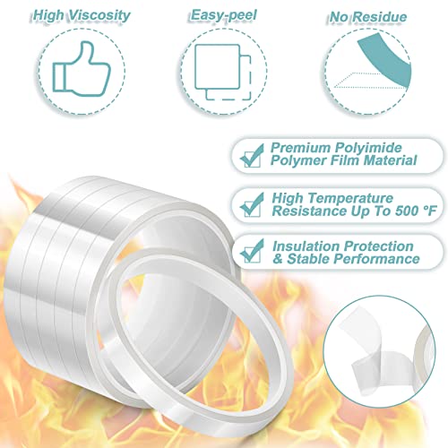 selizo 6 Pack Heat Tape for Heat Press Sublimation, Heat Transfer Tape Heat Resistant High Temperature Adhesive Tape for Dye Sublimation, HTV Craft (Clear) - color: Clear