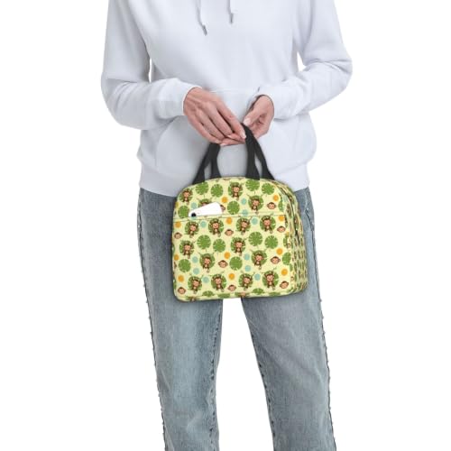 Women Monkey Palm Print Insulated Cooler Tote Bag | Cute Monkey Palm Leaves Yellow, Thick Foam Insulated Tote, Water-Resistant, Perfect for Hiking & Beach - color: Pattern (846)