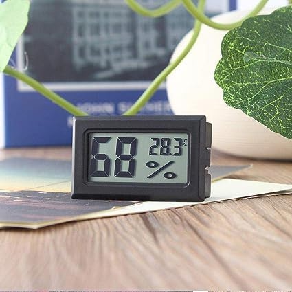 Black Mini Compact Digital Hygrometer,Mini Thermometer Hygrometer,Indoor Humidity Meter,Temperature and Monitor for Bed Room, Pet Reptile, Plant, Greenhouse Indoor Thermometers