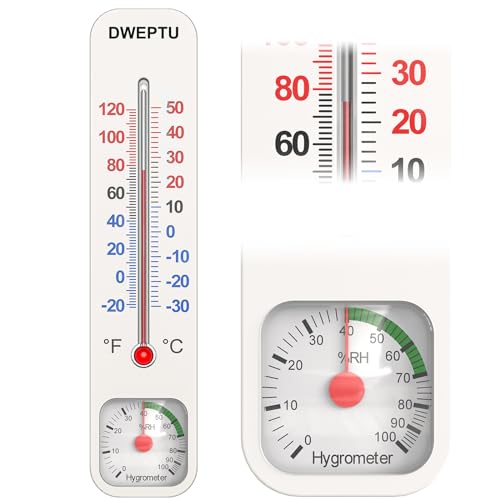 Outdoor/Indoor Thermometer Hygrometer Humidity Monitor Temperature Humidity Gauge Meter with Celsius/Fahrenheit (℃/℉) for Patio Field Cellar Garden Greenhouse Closet by DWEPTU