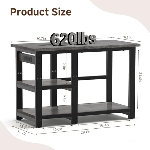 AQQA Aquarium Stand 31×18 Inch, 620LBS Heavy Duty Metal Frame | 3-Tier Storage Shelves Fish Tank Stand, 5-in-1 Outlets, Ideal for Aquariums, Reptiles, Terrariums for 35-40 Gallon Tanks - size: M for 35-40 Gallon (With power outlet)