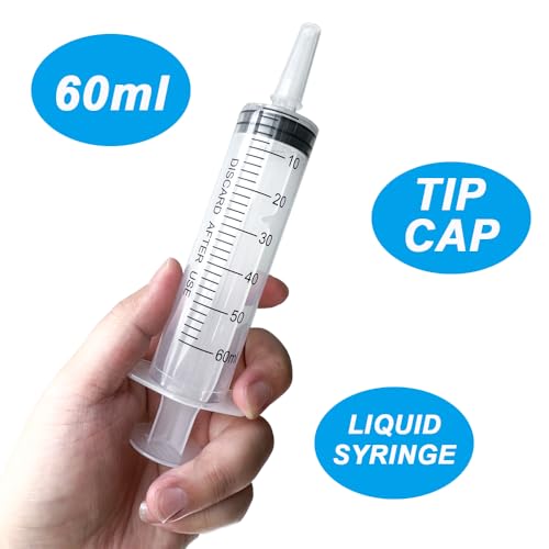 4 Pack 60mL Large Syringe for Liquid with Tip Cap, Plastic Liquid Syringes Individually Sterile Sealed - style: 60mL