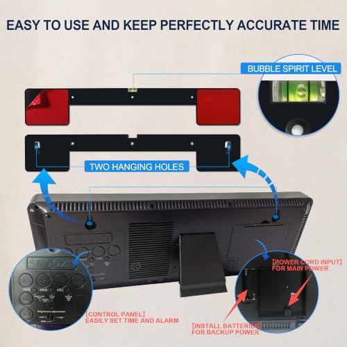 17.2 Inch Large Digital Wall Clock with Remote Control, Extra Large LED Display Wall Clock with Auto Dimming, Date Day Temperature, Countdown Timer, Alarm Clock for Gym Office Classroom (RGB) - color: Rgb
