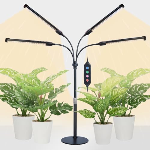 4Head Desk Grow Light, Tabletop LED Grow Lights for Indoor Plants for Bonsai, Seed Starting, Succulents, 36 Watt Power Draw, 4/8/12/16/20H Timer, 16"-24" Height Adjustable - size: 4Head Tabletop(36W)