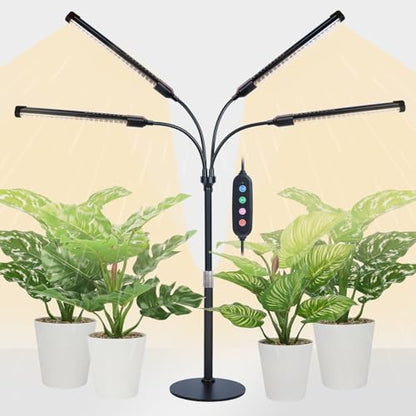 4Head Desk Grow Light, Tabletop LED Grow Lights for Indoor Plants for Bonsai, Seed Starting, Succulents, 36 Watt Power Draw, 4/8/12/16/20H Timer, 16"-24" Height Adjustable - size: 4Head Tabletop(36W)