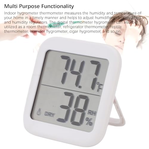 Digital Thermometer Hygrometer Accurate LCD Display Indoor Temperature Humidity Meter for Home Office Greenhouse ABS Black 2.68x2.93x0.59in
