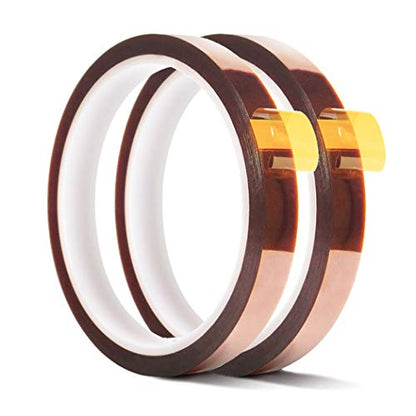 2 Rolls 10mm X 33m 108ft Heat Tape,Adhesive Heat Resistant / Transfer Tape, Heat Vinyl Thermal Sublimation Press Tape,No Residue ,Electronics,Soldering,Circuit Board - size: 10MM 2ROLLS
