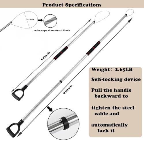 Adjustable 60–92 Inch Animal Catch Pole Animal Control Pole for Dogs Cat Raccoon Wild Boar Fox Wolf Lizard Calf Alligator Wildlife & Farm Animals with Animal Toy and Storage Bag