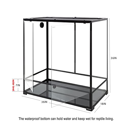 REPTI ZOO Large Reptile Terrarium, Vertical Reptile Tank, Wide & Tall Chameleon Cage with Top Screen Ventilation (36" W X 18" D X 36" H (Glass)) - size: 36" x 18" x 36" (Glass)