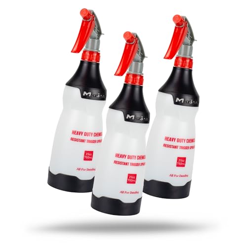 Maxshine Heavy Duty Spray Bottle – 25oz Chemical-Resistant Detailing Sprayer with Adjustable Nozzle & Ergonomic Trigger for Car Cleaning, Garage, Home (Black [Set of 3] - color: Black [Set of 3]