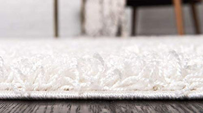 Unique Loom Solid Shag Collection Area Rug (2' 2" x 3' 1" Rectangle Snow White) - color: Snow White, size: 2'2" x 3'1" (Rectangular)