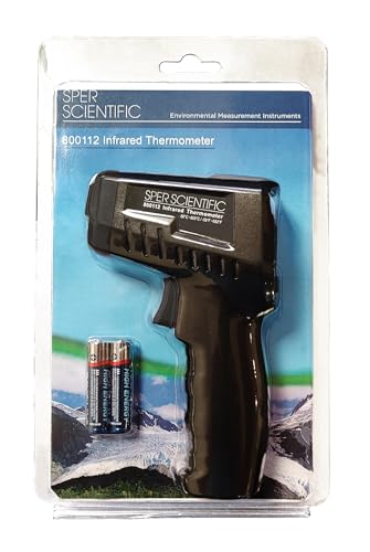 Sper Scientific 800112 Infrared Thermometer Gun, 12:1 Distance-to-Spot Ratio, -58°F to 932°F (-50°C to 500°C), Adjustable Emissivity