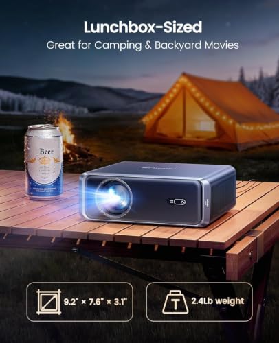 [Built-in Official App/4K Support/Compact]Smart-Projector with WiFi6 and Bluetooth, Outdoor Movie Projector & DoIby , Compatible with YouTube/PrimeVideo, AI Auto Focus, Portable Home Proyector