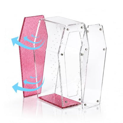 Glitter Acrylic Coffin Jumping Spider Enclosure - Gothic Terrarium Habitat with Magnetic Lid, Micro Reptile Breeding Box for Slings, Mantis, Isopods and Small Insects (Glitter Pink) - color: Glitter Pink