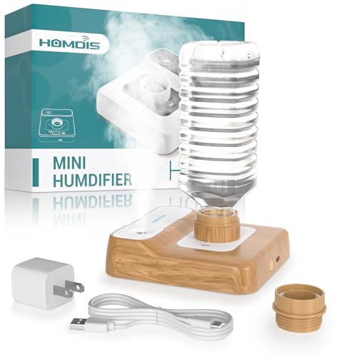 Travel Humidifier, Portable Humidifier for Plants, Bedroom, Office, Hotel or Car, Battery Operated Mini Cool Mist Humidifiers, Quiet 23dB, Auto-off, Night Light & BPA-Free, Wood Grain - color: Wood Grain