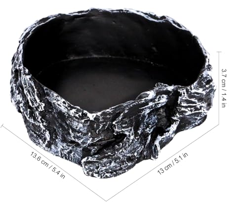 MODERNJOE'S Reptile Rock Food/Water Bowl, Water/Food Dish for Amphibians(5.4 x 5.1 x 1.4 inches) - color: Black-White
