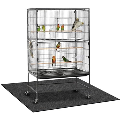 Nuanchu Large Bird Cage Mat, 48 x 36 Inch Under Pet Cage Mat, Absorbent/Waterproof Felt Pad for Bird Cages, Reptile Aquariums, Dog Kennels, with Non-Slip Backing for Hard Floors and Surfaces - size: 48"L x 36"W