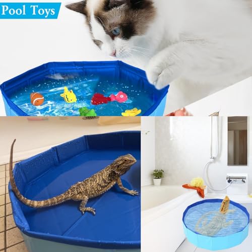 Bearded Dragons Foldable Bathtub with Soft Brush and Towel Set Reptile Accessories Swimming Pool Relax Cleaning Set for Small Pets Guniea Pig Turtle Hedgehog (19.68x3.14In) - color: 19.68x3.14in