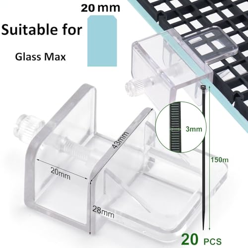LINLAN Fish Tank Anti-Jump Set, Aquarium Lid, 8 Pieces 5.9x11.8in/15x30cm Plastic Grid with 6 Brackets and 20 Cable Ties, Cover for Rimless Aquarium(White) - color: White, size: S