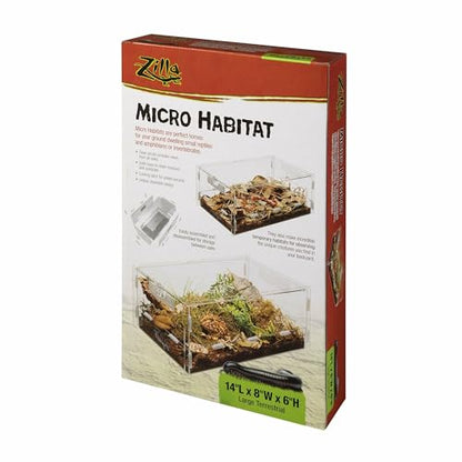 Zilla Micro Habitat Terrarium, Terrestrial, with Locking Latch, for Isopods, Spiders, Insects, Large - size: Large, style: Terrestrial