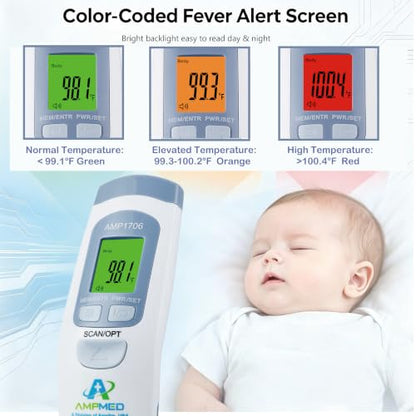 Non-Contact Forehead Thermometer, White Blue | For Kids and Adults, Baby Head Temporal Digital, Accurate Reading - color: White Blue