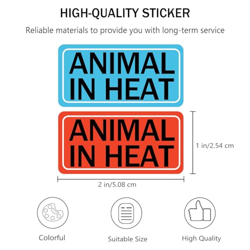500 Pcs Animal in Heat Veterinary Practice Stickers 1x 2 Inch | Medication Instruction Labels for Animal Hospital Clinic Pharmacies Shelters Breeders Pet Care or Party Rave
