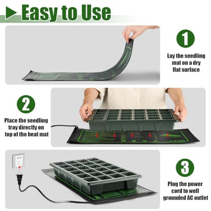 4 Pack Seedling Heat Mat for Seed Starting Plants Germination, 10"x20.5" | Improve germination rate, Stable uniform heat, Ideal germination temperature 75- 95°F(24-35°C),Waterproof, Fit 1020 Tray - size: 10×20"-4P
