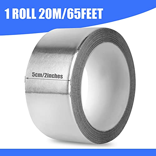 Romeda Aluminum Foil Tape, 2 inch x 65 Feet Foil Tape (3.9 mil), Silver Insulation Adhesive Metal Tape, High Temperature Heavy Duty HVAC Tapes for Ductwork, Dryer Vent, HVAC - size: 2 inch x 65 Ft