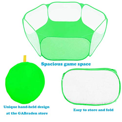 Small Animals Tent,Reptiles Cage,Breathable Transparent Pet Playpen Pop Open Outdoor/Indoor Exercise Fence,Portable Yard Fence (Cool Green) - color: Cool green