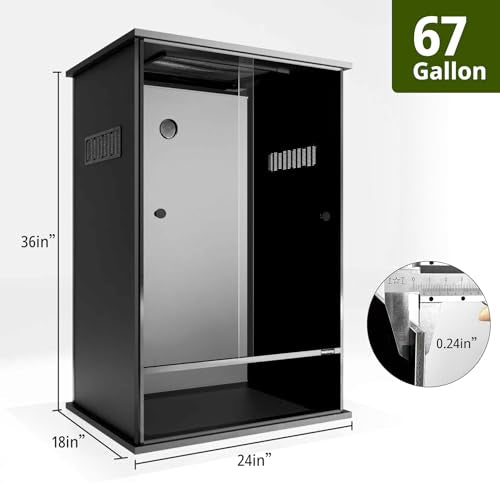 67 Gallon Tall PVC Reptile Enclosure,24"x18"x36" Reptile Tank Large Terrarium for Arboreal Reptile,Snake,Ball Python,Gecko,Frog,Lizard,Chameleon with Front Sliding Door,Screen Ventilation - size: 24x18x36 inch