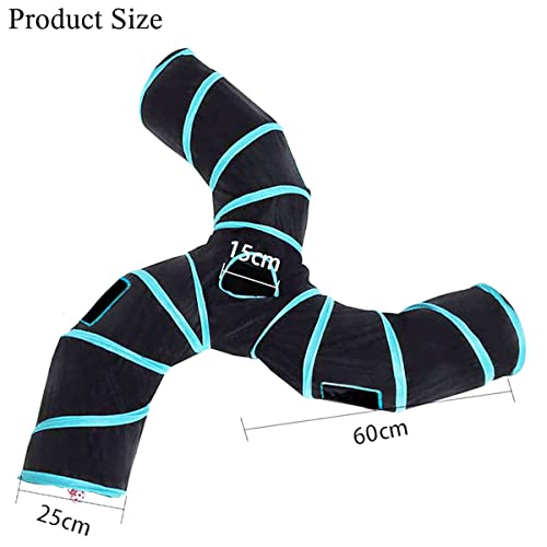 Cat Tunnel,3 Way Large Collapsible Tunnels Tube Upgrade with 4 Peek Hole,S-Shaped Maze House Play Toy Interactive Cat Toy for Cat Kitten Kitty Rabbit - size: 3-way Black