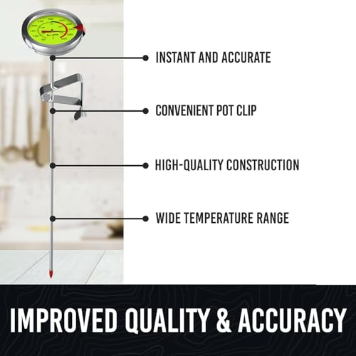 CRAFT911 Candy Thermometer with Pot Clip - Deep Fry Oil Thermometer for Frying and Candle Making (Lemon) - color: Lemon