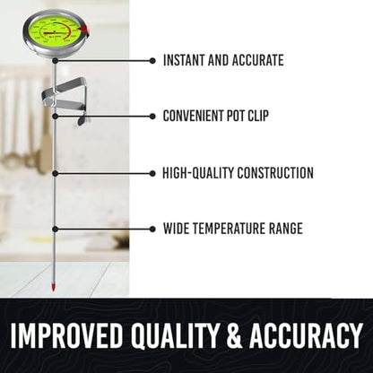 CRAFT911 Candy Thermometer with Pot Clip - Deep Fry Oil Thermometer for Frying and Candle Making (Lemon) - color: Lemon