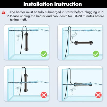 Orlushy Submersible Aquarium Heater, Fish Tank Heater with Free Thermometer for Freshwater and Saltwater Tank - size: R25
