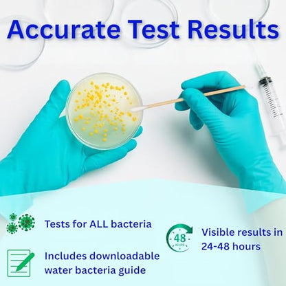 Evviva Sciences Water Bacteria Test Kit – 10 Tests for Total Bacteria, coliforms & E. coli. Lab-Ready agar Plates for Well, tap, Pool, & City Water. Fast DIY Results + Optional lab Report.