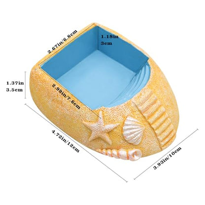 Hermit Crab Water Pool with Climbing Ramp, Resin Hermit Crab Habitat, Hermit Crab Supplies, Aquarium Tank Cage Accessories for Small to Medium Hermit Crab Turtle