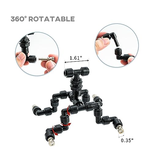 1/4" Reptile Mister Nozzle, Adjustable Spray for Terrarium Fogger | Adjustable reptile misting nozzles. Compatible with most misting systems for terrarium, vivarium & rainforest tanks - size: Four Head