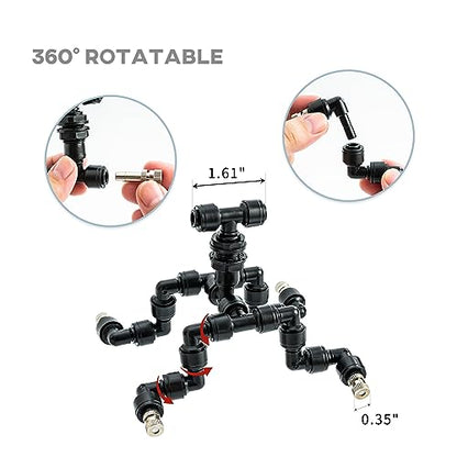 1/4" Reptile Mister Nozzle, Adjustable Spray for Terrarium Fogger | Adjustable reptile misting nozzles. Compatible with most misting systems for terrarium, vivarium & rainforest tanks - size: Four Head