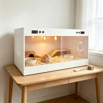 Intelligent PVC Reptile Enclosure System, 39.6 Inch Bearded Dragon Tank | with Dual Independent Temperature Control & Memory Function, Screw Base Bulb Holders for Reptile Habitat (39.4x19.7x19.7in)