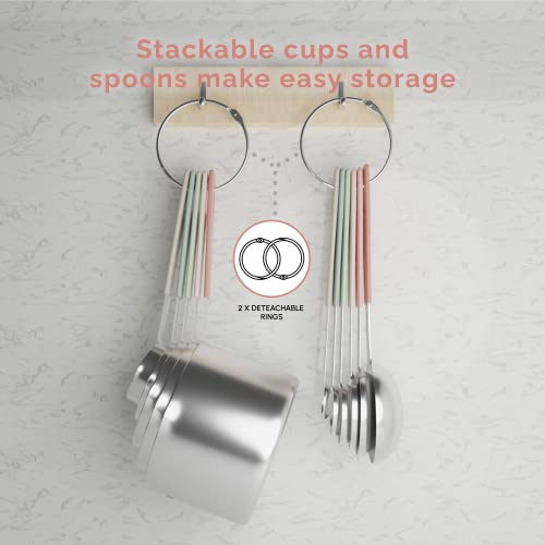 Measuring Cups and Measuring Spoons Set of 14 - Stainless Steel Measuring Cups and Spoons Set, Includes 1/8 Teaspoon Measuring Spoon, 1/8 Cup Measuring Cup, Leveler Dry (14, Country Chic) - color: Country Chic