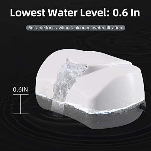 Turtle Filter, Low Water Level Aquarium Filter | Ultra Quiet, 0.6" Min Water Level, 80 GPH, Frog & Reptile Tank, 4W Energy Saving - size: 0.6 inch