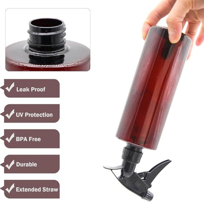 360° Water Spray Bottle 2 Pack 16 oz Continuous Plastic Empty Spray Bottles Mister for Hair,Cleaning,Plants,Upside Down,Fine Mist and Stream Setting,Amber - color: Amber