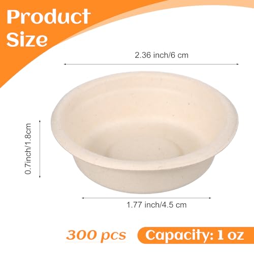 300 Pack 1 Oz Gecko Feeding Cups Food Cups Disposable Paper Bowls Reptile Water Dish for Crested Gecko, Lizards, Snakes, Spiders, Frogs, Hermit Crabs