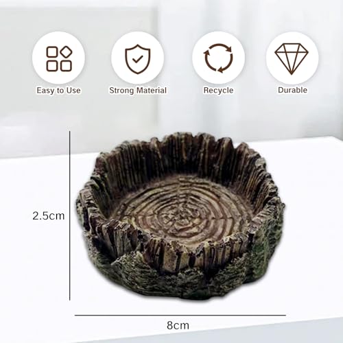 1 Pack Small Reptile Food Dish Resin Rock Worm Water Bowl for Bearded Dragon Leopard Gecko Lizard Hermit Crab Snail Frog Toad Anti Turnover Feeding Accessories Set